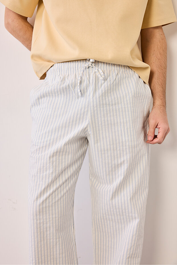 Striped Trousers with Drawstring Waist - 3