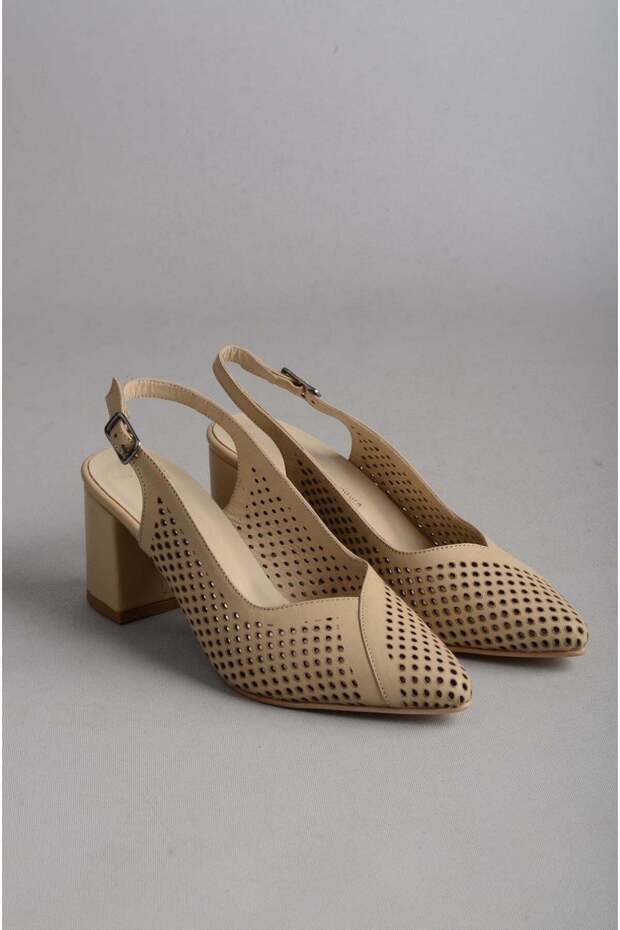Seç 991 Women's Shoes with Genuine Leather Heels (Heel: 7.5cm) Beige