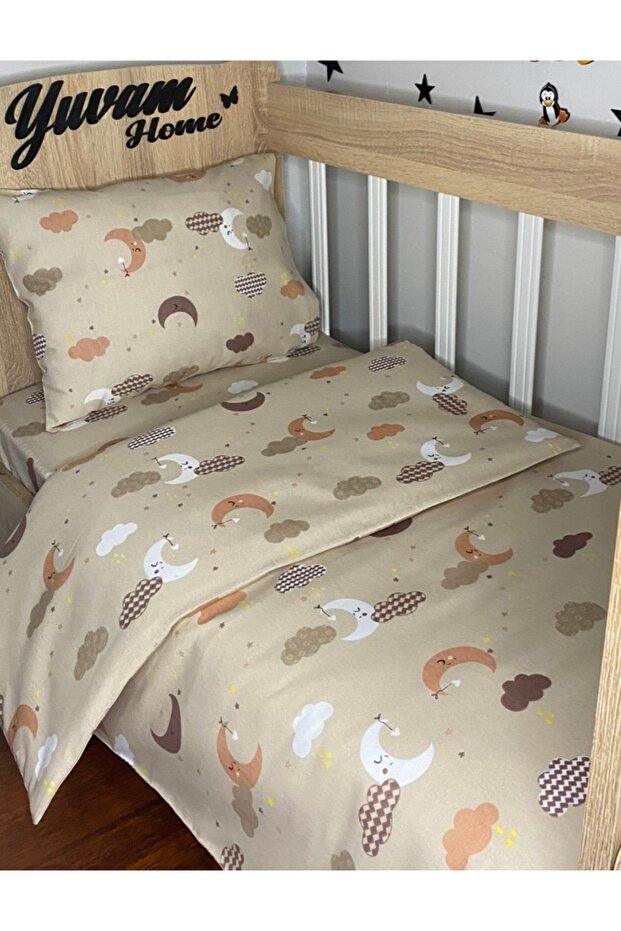 Yuvam bebek nevresim takımı(60x120 lastikli çarşaf,95x145 nevresim,35x45 yastık kılıfı)