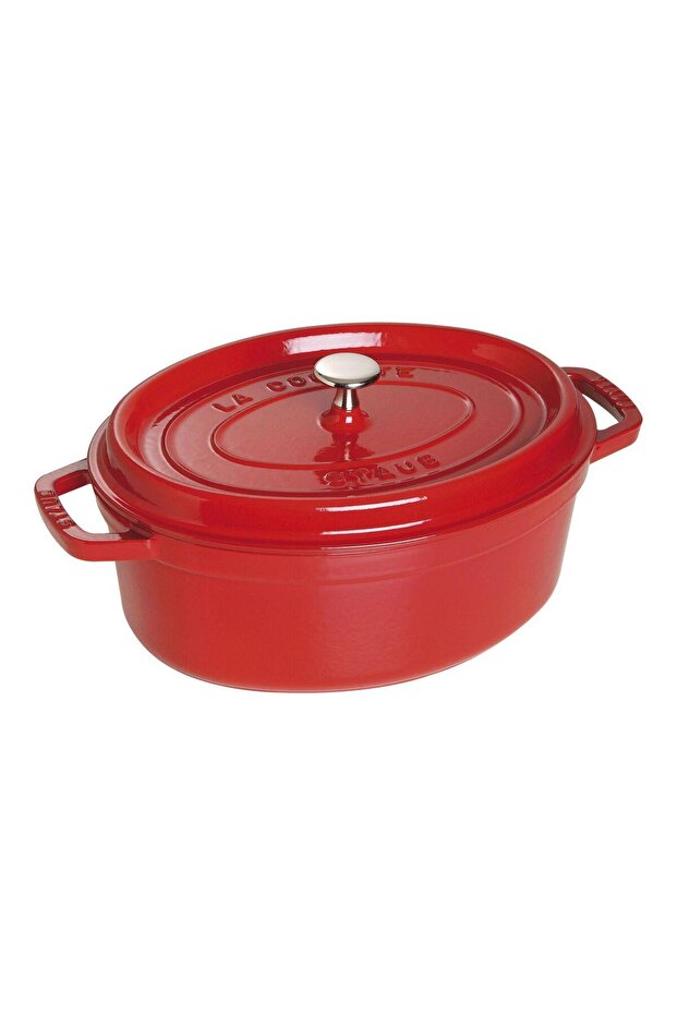 Cast Iron Oval Pot 29 cm Red
