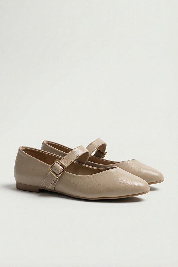 Beige Pointed Toe Ballet Flats 7042 - 2