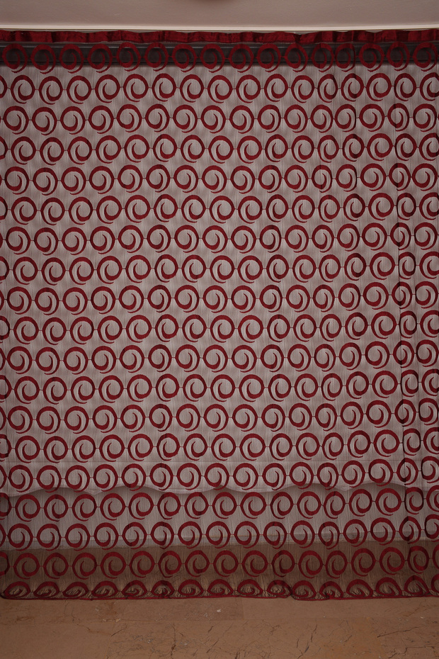 Vakko Claret Red Double Color Claret Red Rope Curtain Ready Made Buttons Sewn Rope Curtain 300*280 Cm
