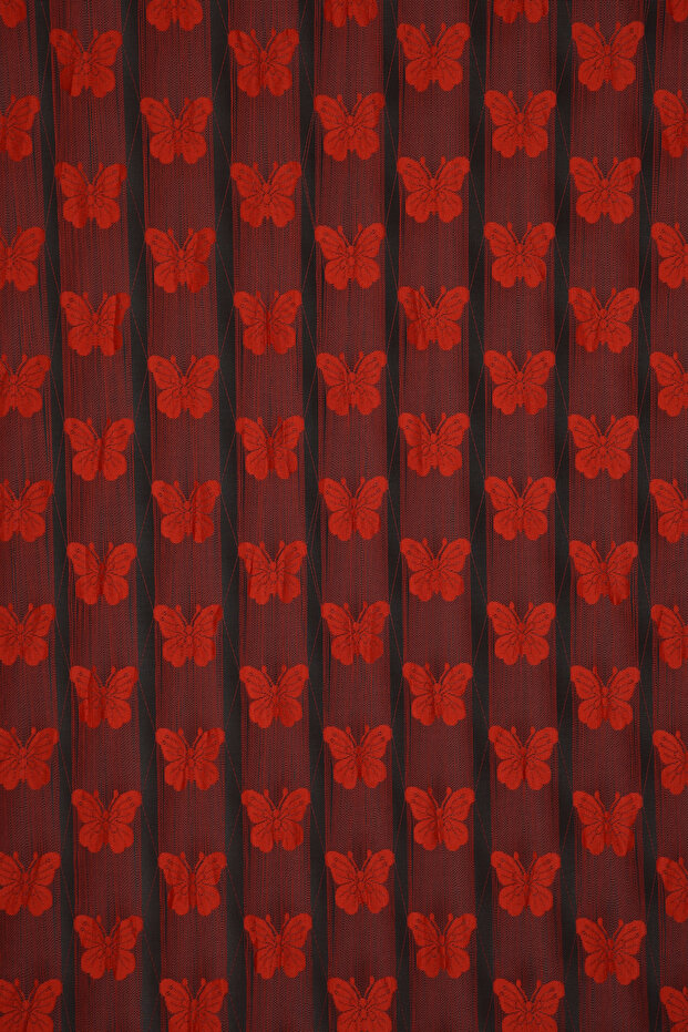 Kelebek United Model Red Color Ready Made Curtain 300*270