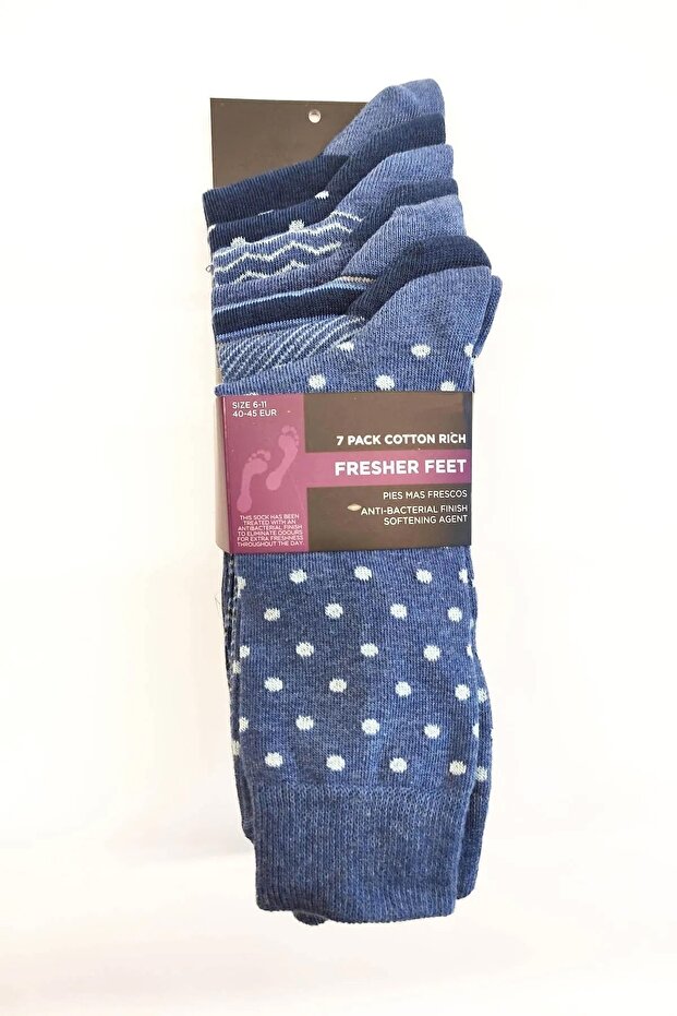 Pack of 7 Antibacterial Men's Daily Socks