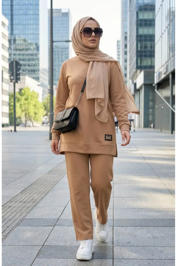 Arma Detailed Tunic Trousers Double Suit 0228-01 Milky Coffee