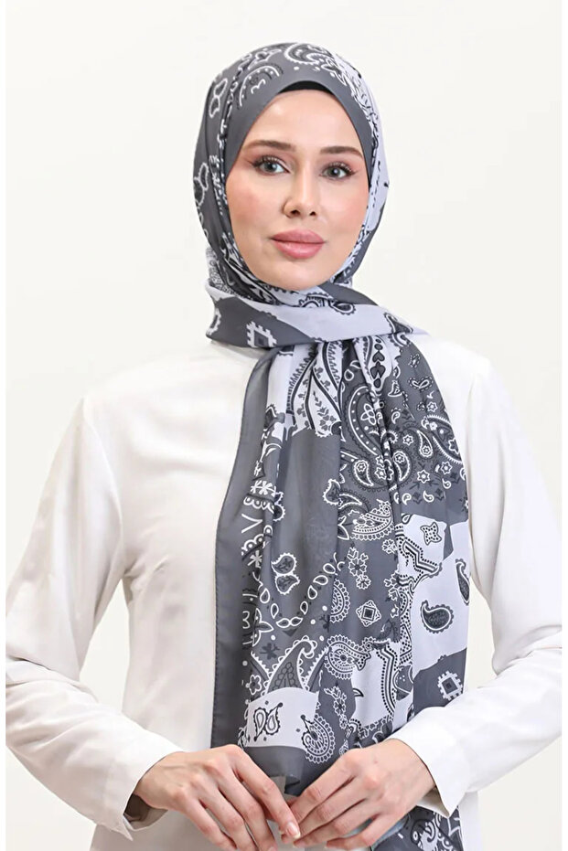 شال ناعم منقوش 70267-12 مدخن