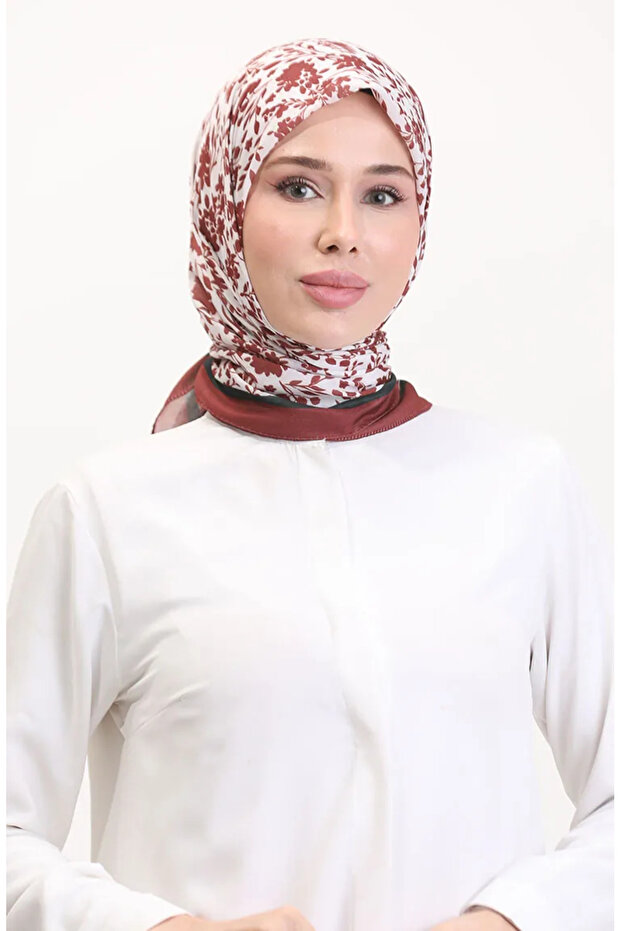وشاح ناعم منقوش 70261-13 بني مرير أخضر زمردي