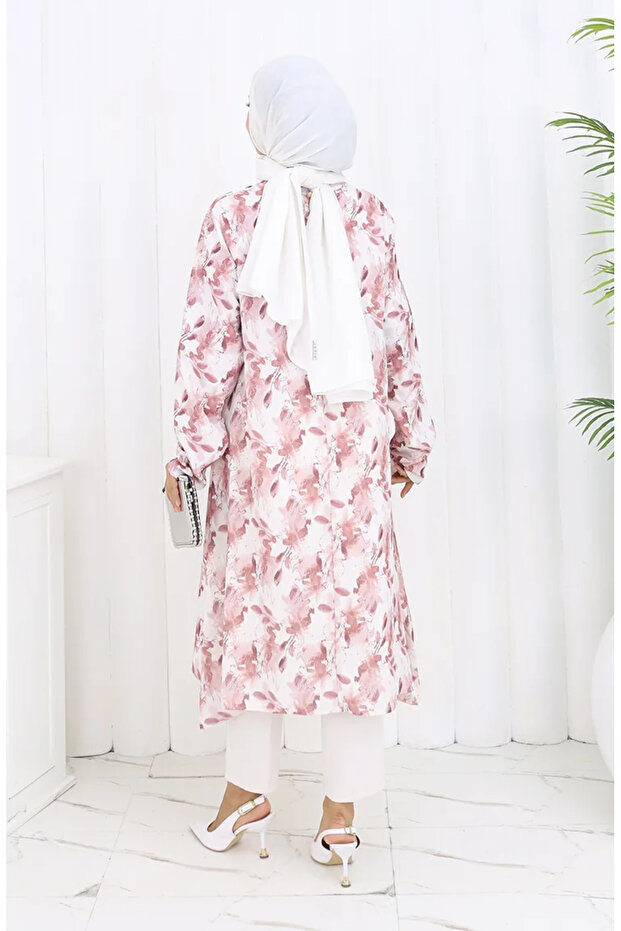 Patterned crepe tunic 1014-01 brown - 5