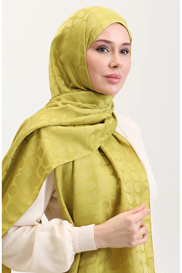 شال جاكار بنمط بلوم 90183-02 أخضر فستقي