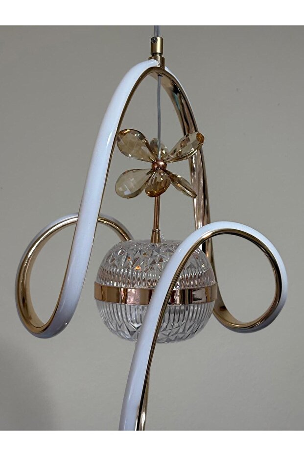 OSRA 3RENK KRİSTAL TEKTOP SARKIT AVİZE GOLD - 4