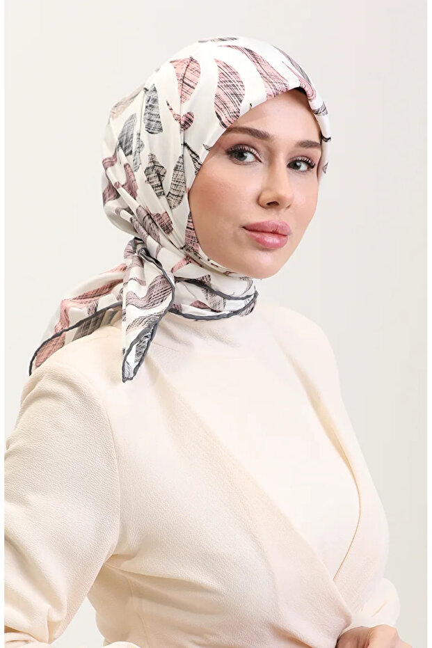 وشاح منقوش 70289-01 رمادي فاتح