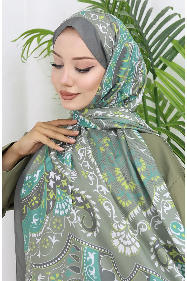 شال ناعم منقوش 70314-03 أخضر كاجلا