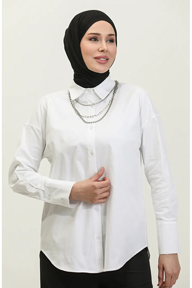 قميص بأزرار 4300-01 أبيض