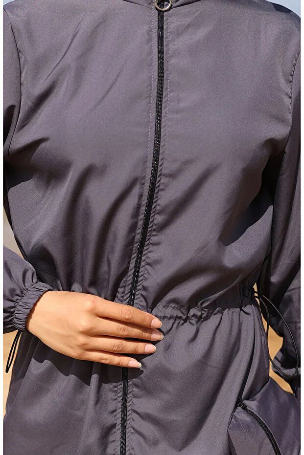 Hijab Hijab-Badeanzug mit verstellbarer Funktionstasche an der Taille 5035-03 Anthrazit - 4