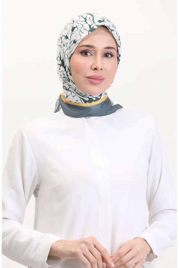 وشاح ناعم منقوش 70249-07 أخضر داكن مدخن