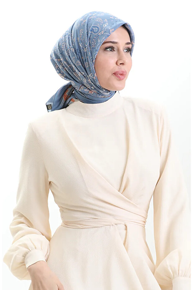 وشاح كورا منقوش 82015-05 بلاط أزرق