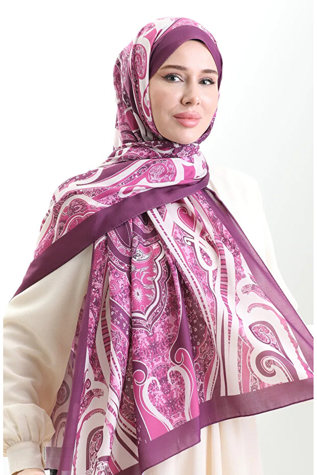 شال ناعم منقوش 70313-16 أرجواني فوشيا