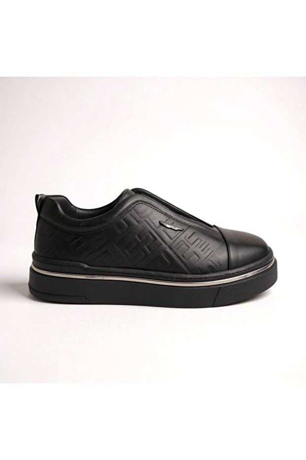 Men's Leather Casual Shoes 26907 - Black - 44