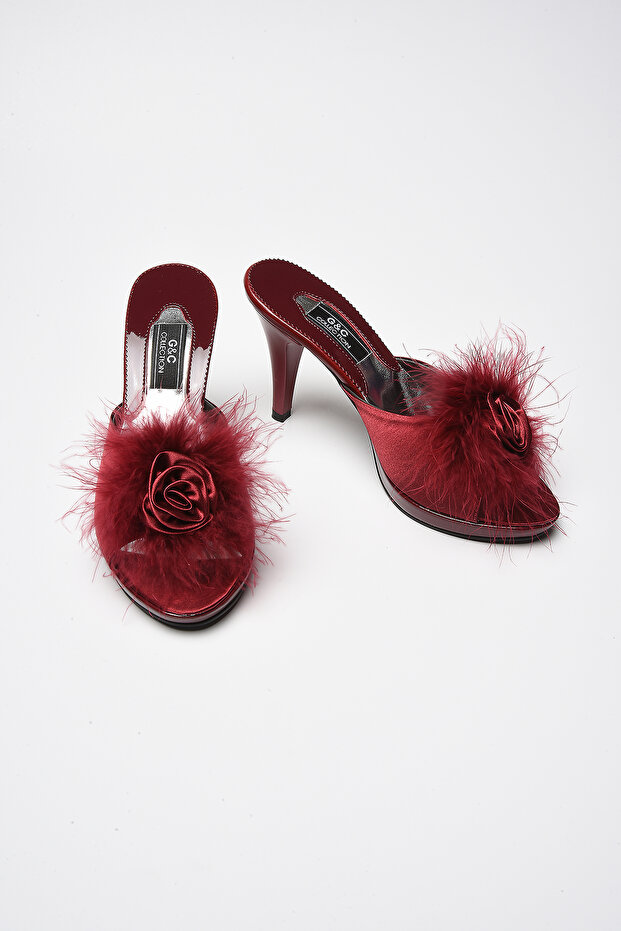 Women's Burgundy Faux Leather House Slippers