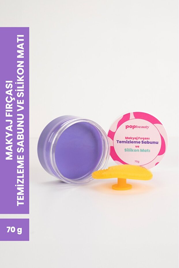 Makyaj Fırçasını Ve Süngerini Temizleme Sabunu Ve Silikon Matı 70gr POPBeautySabun - 1