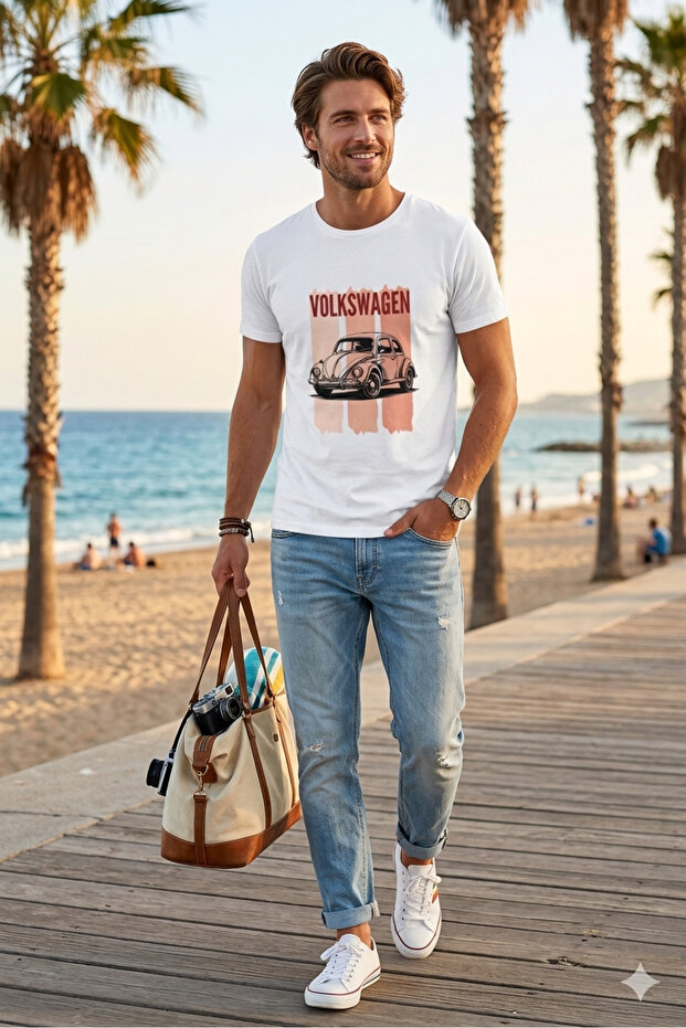 Unisex Vosvos Printed T-Shirt Cotton Combed Single Jersey Basic
