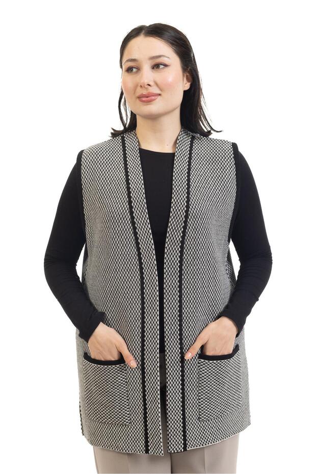 Women's Middle-Aged and Above Knitwear Knitted Little Baklava Pattern Buttonless Mother Vest 332