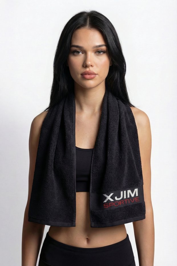 100% Cotton Black Sports Athlete Towel Sweat Absorbent Towel for Fitness Training Gym Boxing Soft 30X100