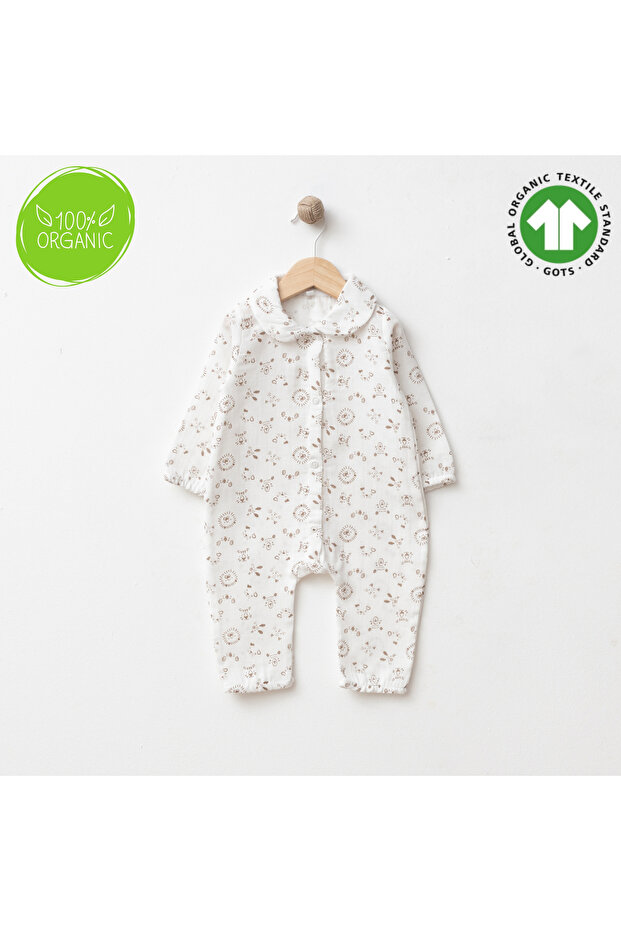 Gots Certified Fabric Organic Cotton Muslin Unisex Baby Romper 3-6-9-12 Months Breathable Natural Fabric