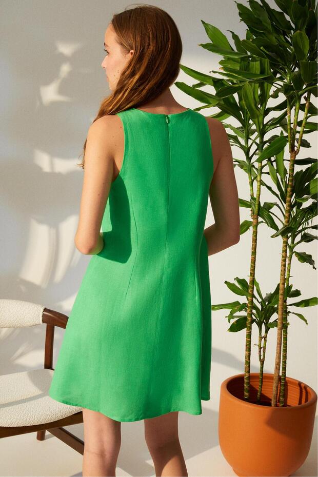 A FORM MİNİ KETEN ELBİSE - 3