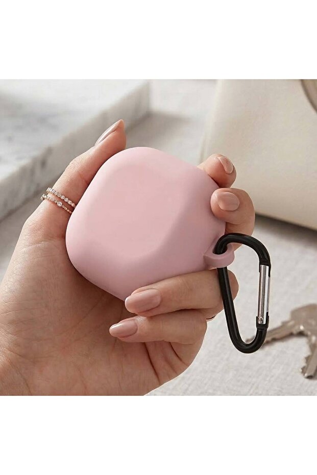 حافظة CaseOnn Galaxy Buds 4 Pro مع حزام تثبيت من السيليكون غير اللامع باللون الوردي