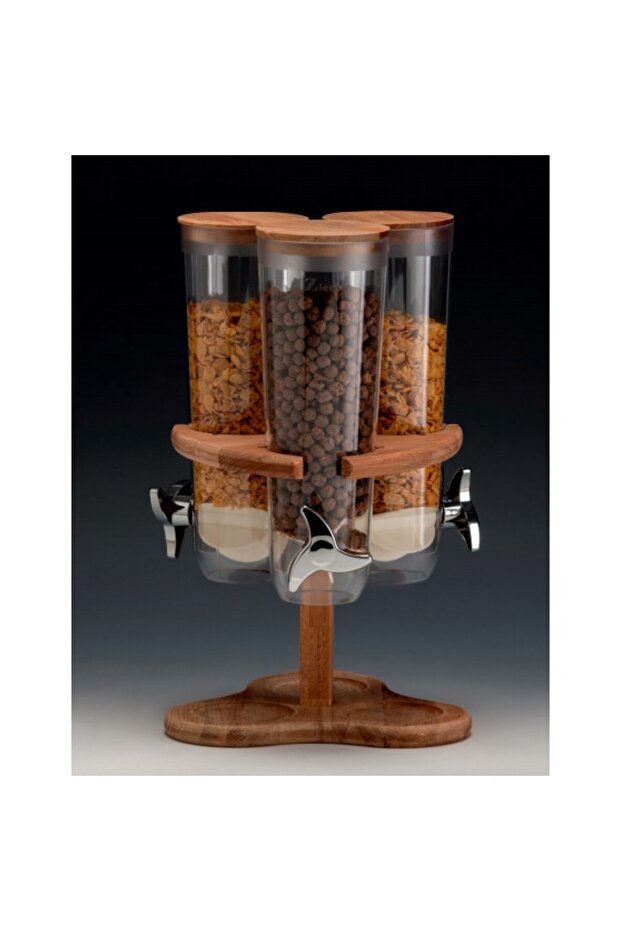 Triple, Rotating Base, Wooden Corn Flakes Stand