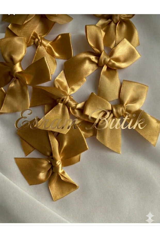 Gold 2 cm Bow Satin Ribbon, Dowry Box, Bundle Decoration, Christmas Ornament, Candy Box, Birthday 20 Pieces