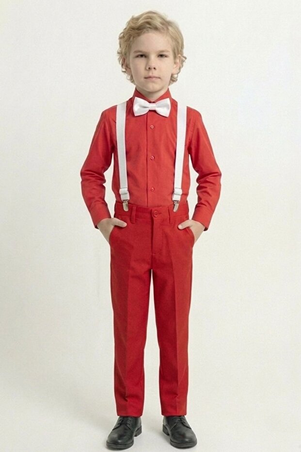 Boy's 23 April Holiday Costume Suit Red