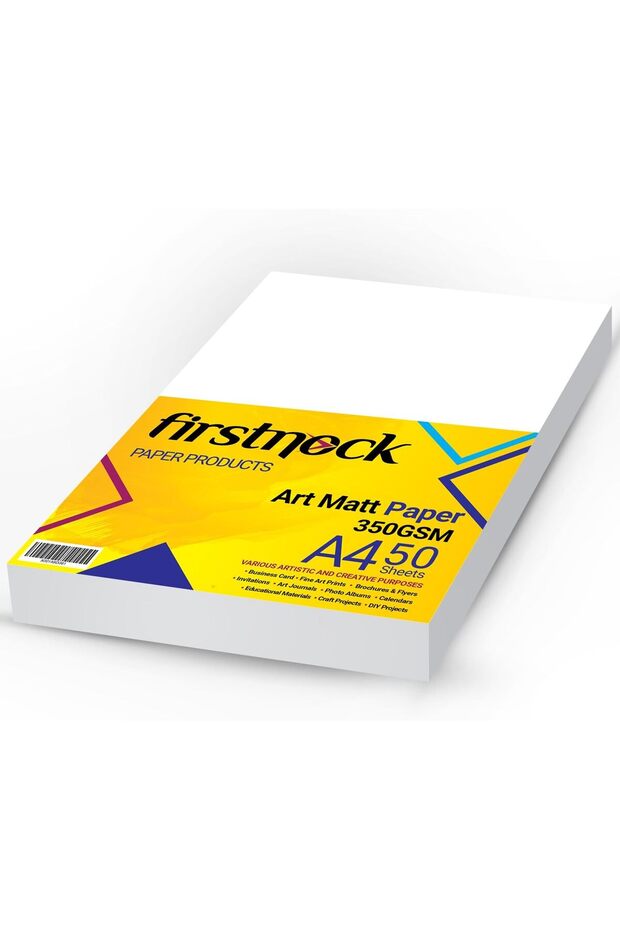 White Cardstock A4 350GSM 50 Sheets Art Matt Paper for Business Cards, Flyers, Prints, Edu