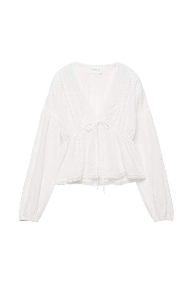 Beyaz nakışlı bluz - 3