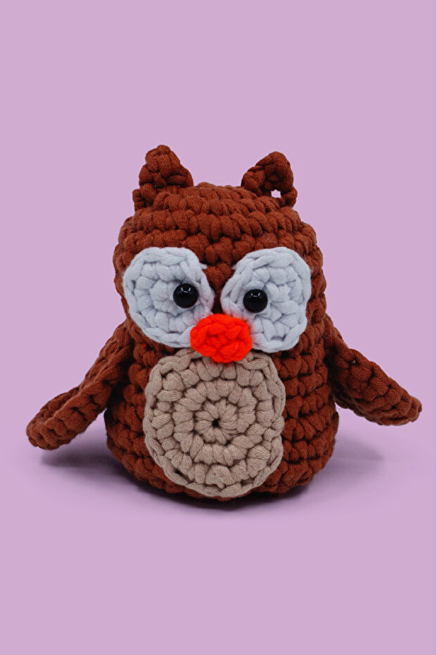 selfiko Bay Baykuş - Yeni Başlayanlar İçin Baykuş Amigurumi Örgü Kiti - Video & Tüm Malzemelerle Hobi Seti