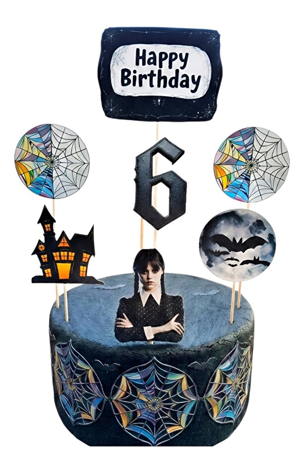 Wednesday Cake Decoration and Wednesday 6Th Birthday Concept - Thick Paper Printing