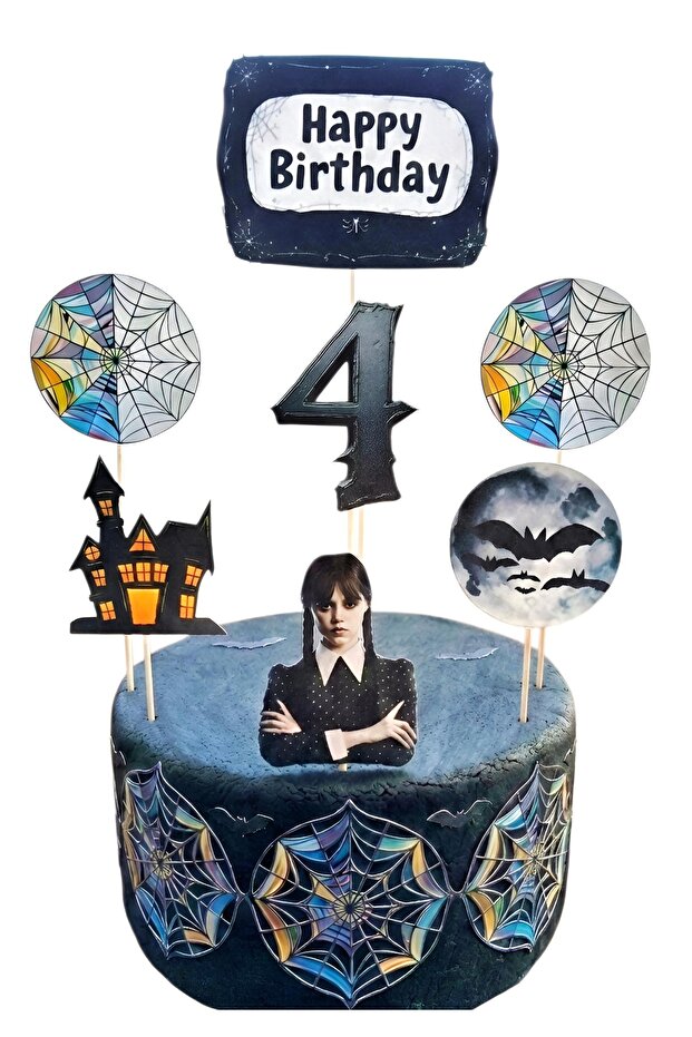 Wednesday pasta decoration and wednesday 4th birthday concept - thick paper print