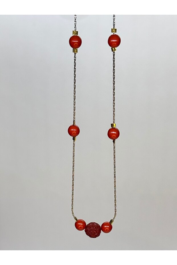 Zinobar Natural Stone Steel Chain Necklace