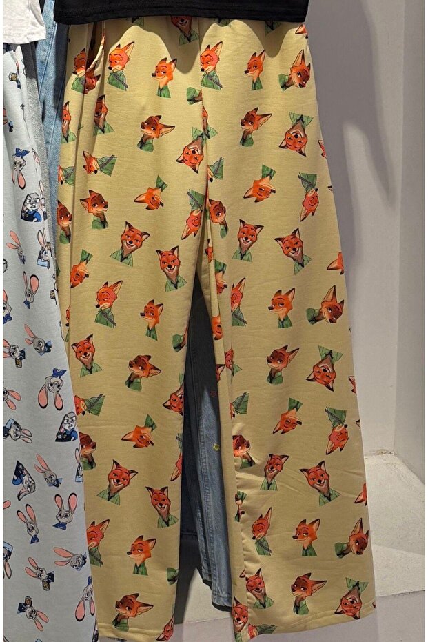 بنطلون رياضي واسع الساق من Green Unisex Nick Wilde Collage
