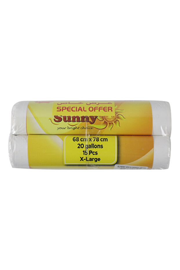 White Trash Bags XL Roll (68 x 78cm, 2 x 15 Pack)
