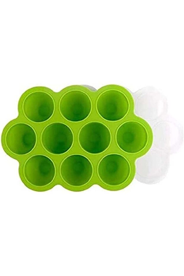 Silicone Food Freezer Tray With Clip-On Lid Green