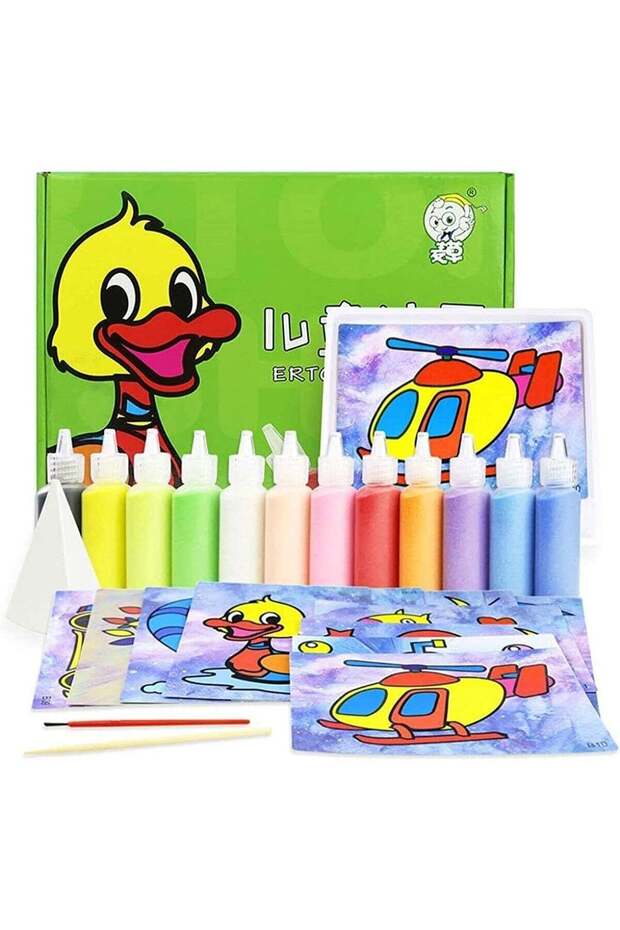 Generic DIY Sand Painting Drawing Board Set (12-Piece Green)