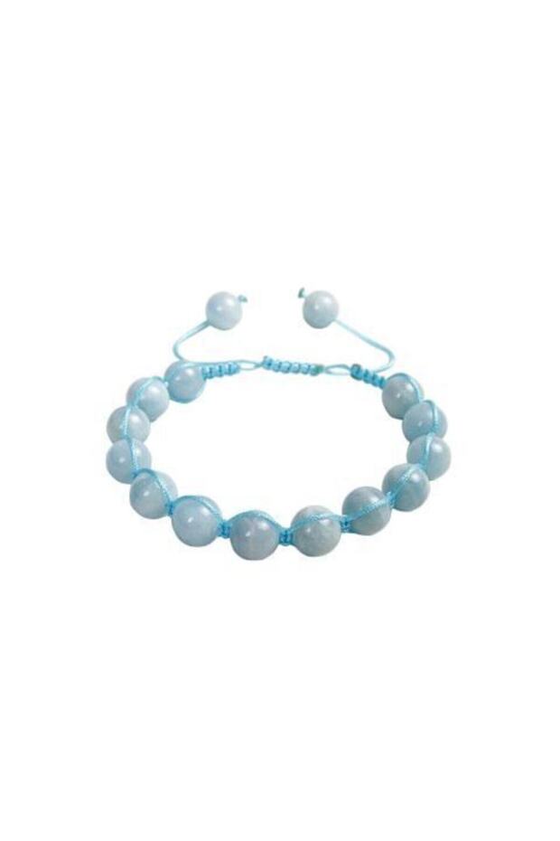 Aquamarine Knitted Bracelet 8 mm