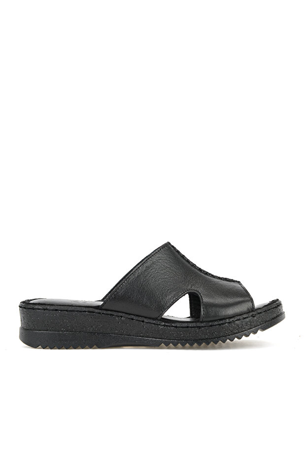 , Women's Genuine Leather Comfort Slippers 1611051Z704 Black