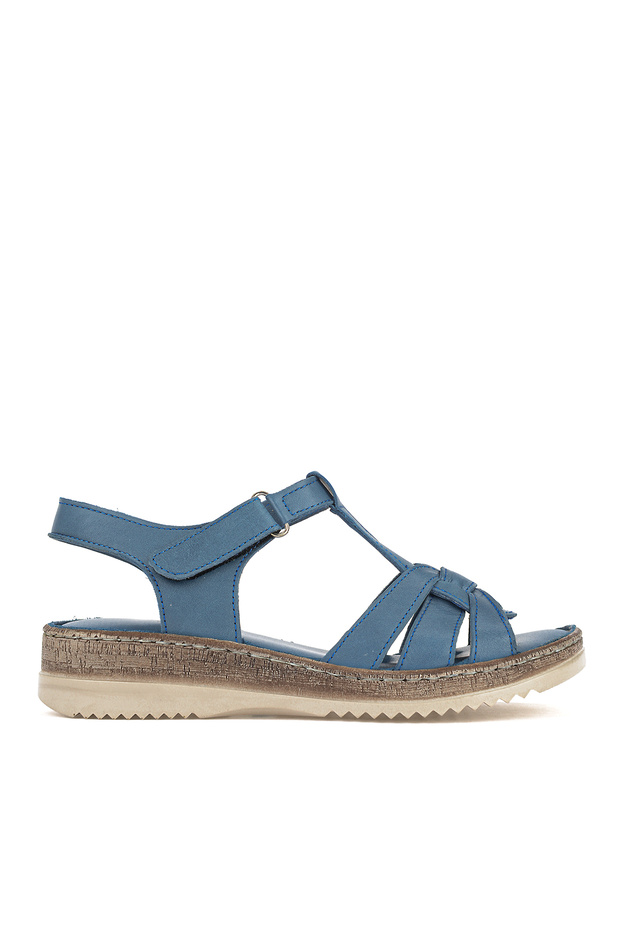 , Women's Genuine Leather Comfort Sandals 1611051Z030 Blue