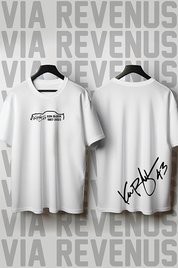 Ken Block Signature Front and Back Printed Crew Neck Loose Cut 100% Cotton Unisex Tshirt