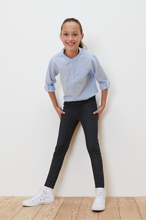 Kids Girl Plain Pull On Leggings, Black