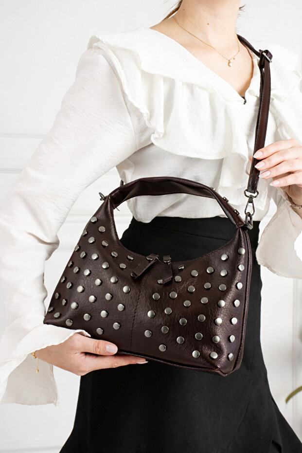Women's Studded Detail Adjustable Strap El and Shoulder Bag Sofia