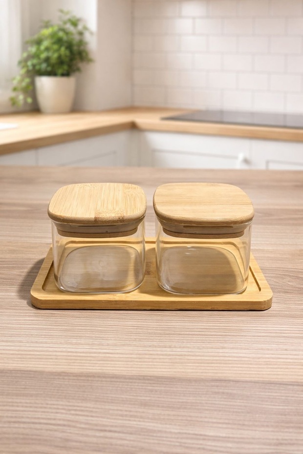 Set of 2 Vacuum Glass Multi-Purpose Breakfast Snack Bowls with Bamboo Lids
